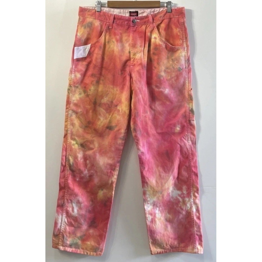Mens Wrangler Workwear Carpenter Pants Tie-dye Sz 36 36x32